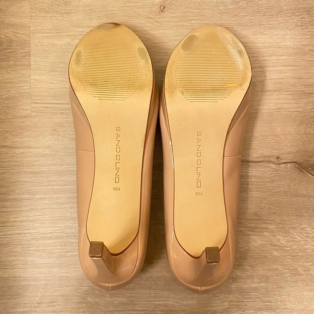 Nude Bandolino Platform Heels Peep Toe Pumps Womens 10